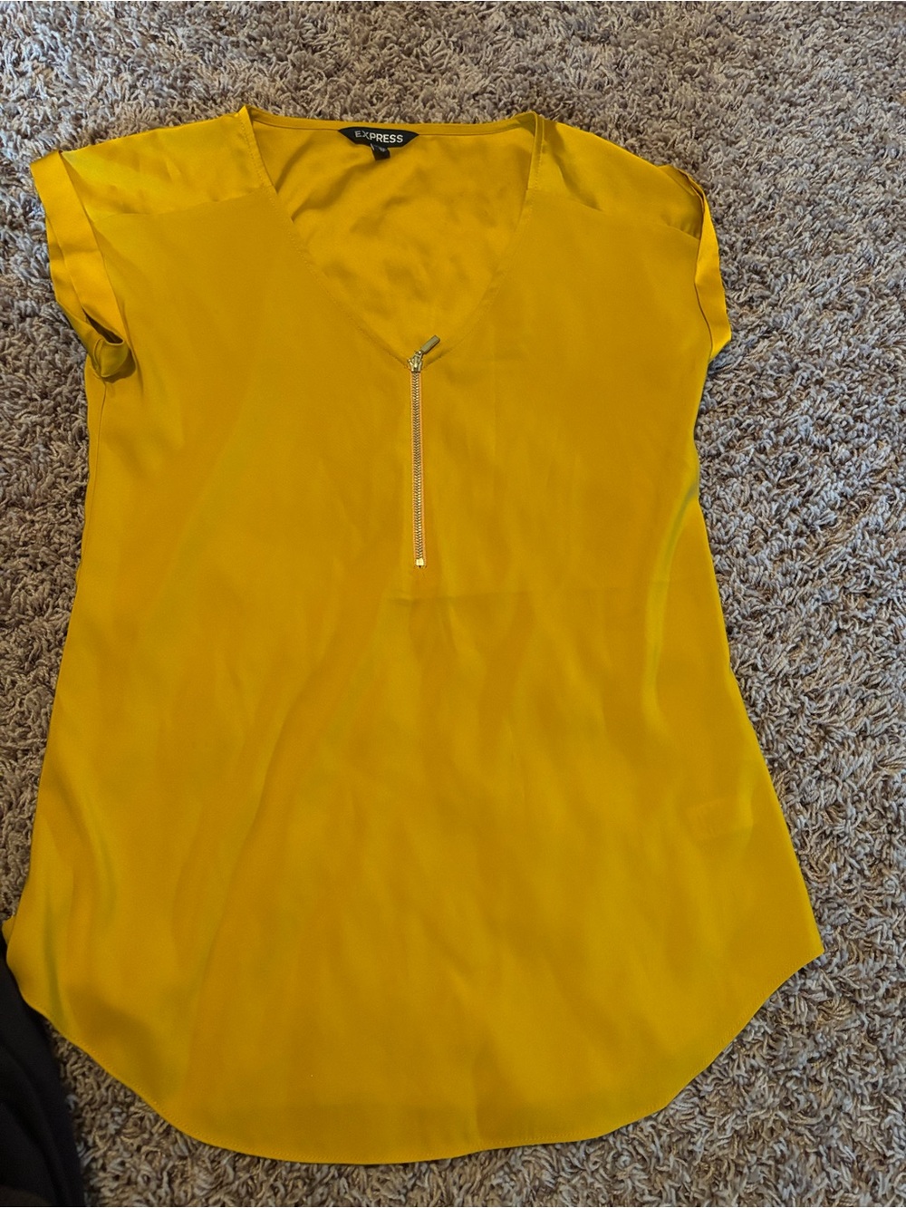 Express Yellow V-Neck Zip Front Blouse